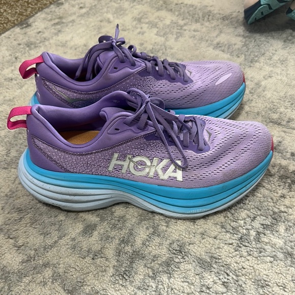 Hoka Purple and Blue Athletic Shoes with Cushioned Midsole - Picture 2 of 4